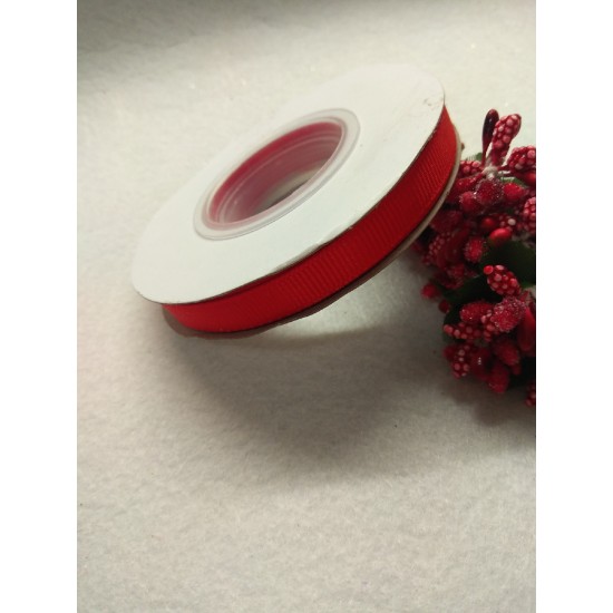 Лента репсовая однотонная 1 см*20 ярдов, цв. красный, цена за катушку